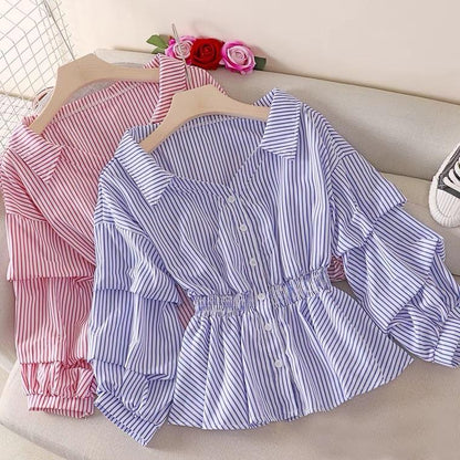 Donna Striped Blouse In Red