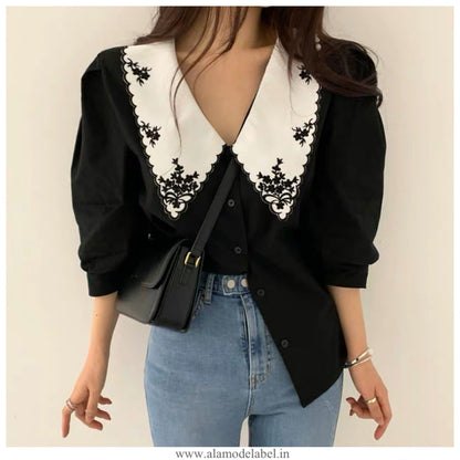 Tempa Vintage Blouse In Black