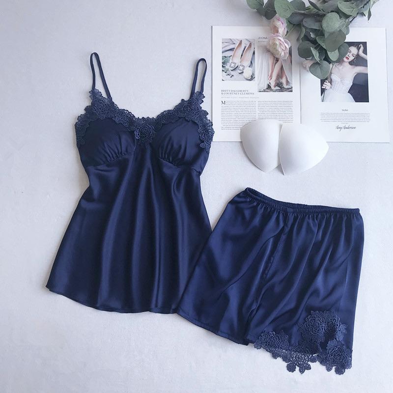 Anastasia Luxury Loungewear Set In Navy Blue
