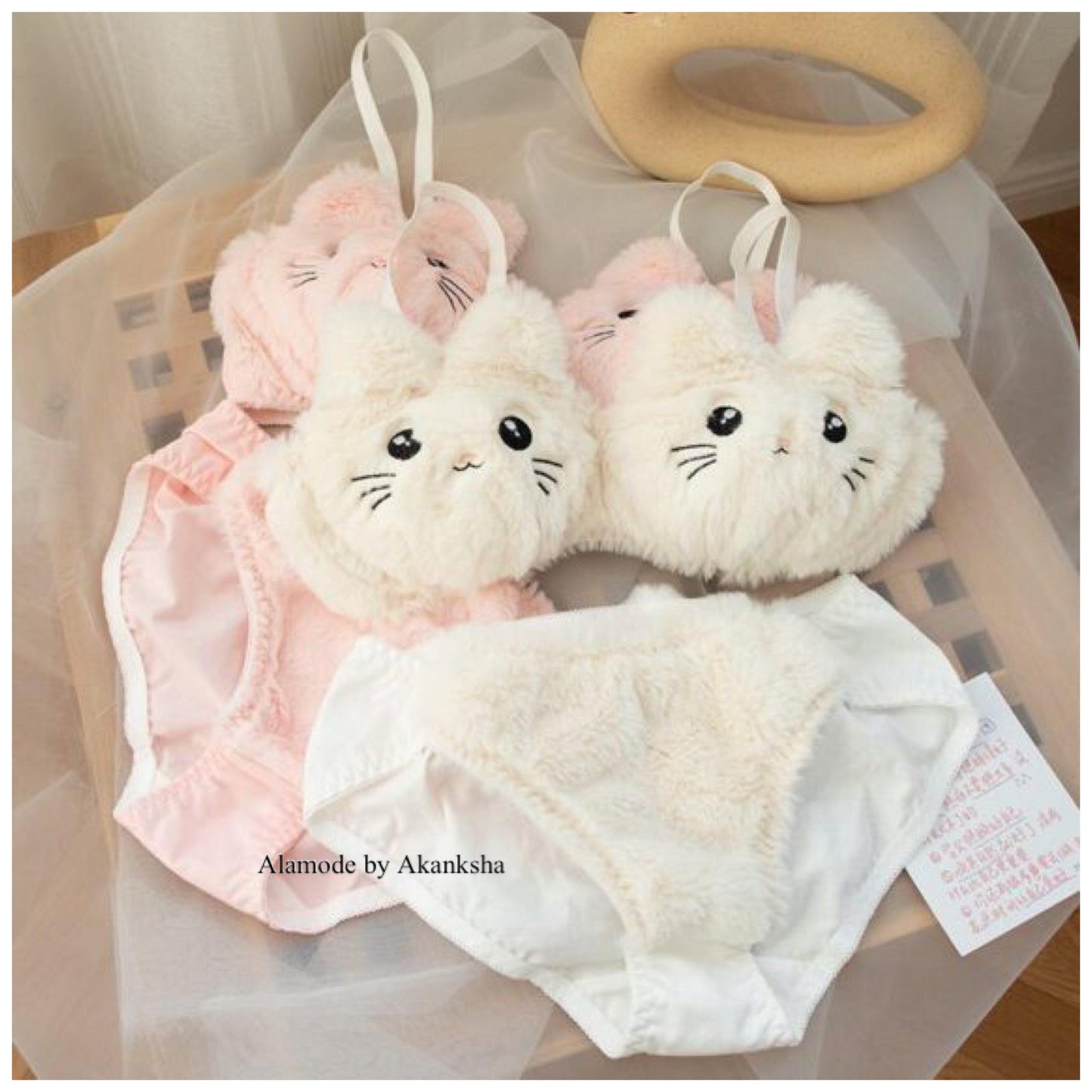 Cute Kitty Lingerie Set In Pink