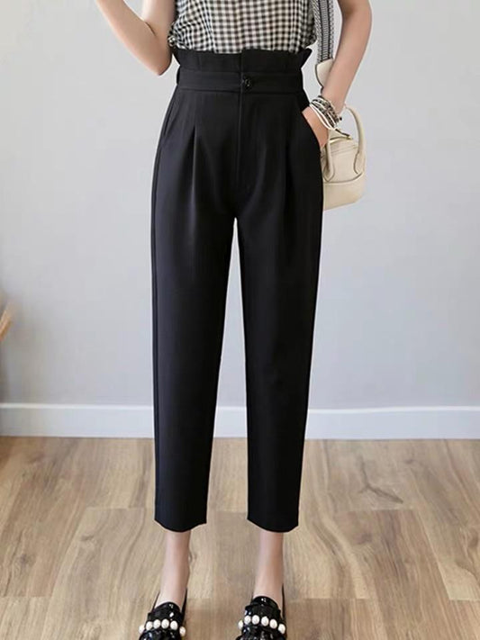 Terry Ruffled Pants In Black