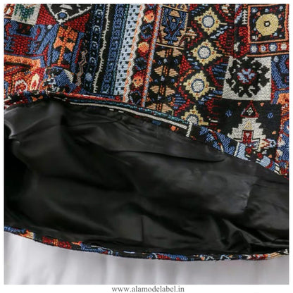 Vintage Tesla Embroidered Skirt In Blue