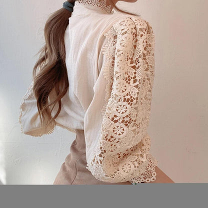 Sale Luxury Lace Blouse In Beige