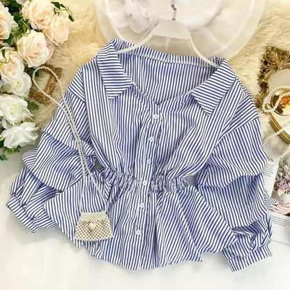 Donna Striped Blouse In Blue
