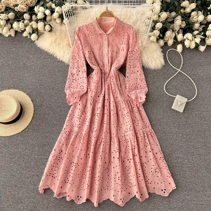 Jimmy Cotton Eyelet Midi Dress In Peach