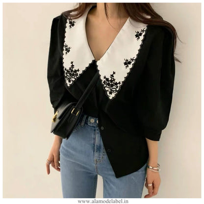 Tempa Vintage Blouse In Black