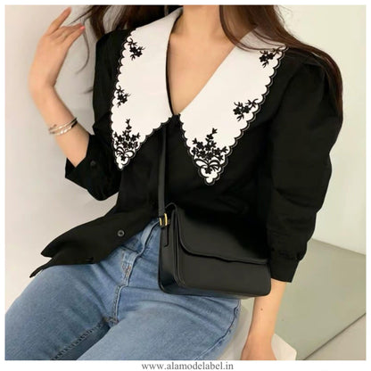 Tempa Vintage Blouse In Black