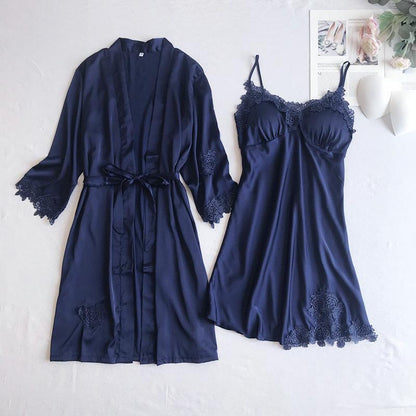 Anastasia Luxury Loungewear Set In Navy Blue
